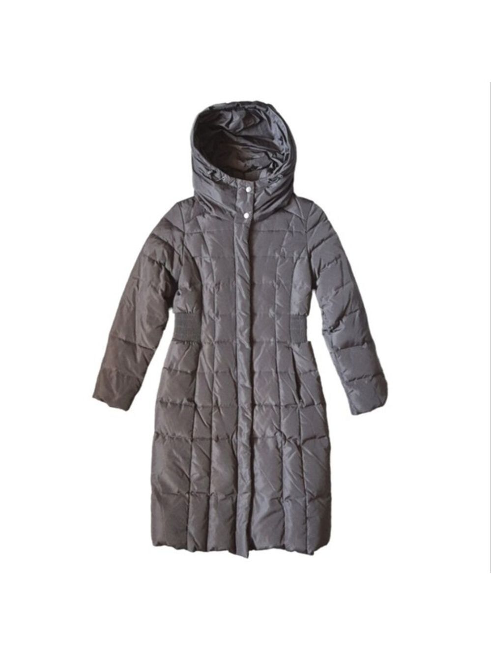 NWT Cole Haan Long Quilted Puffer Coat‎ Hooded Feather Down Womens XS - Picture 5 of 14